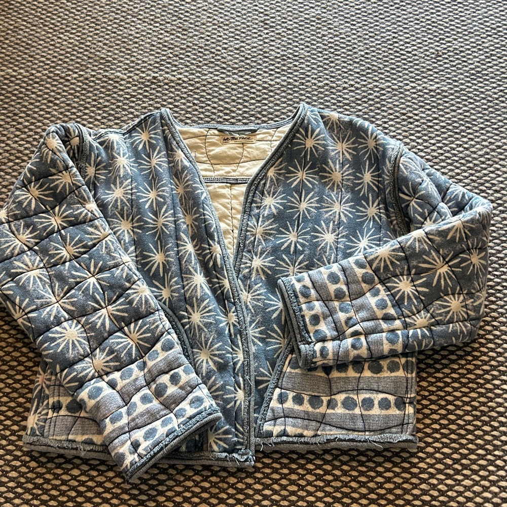 We The Free Blue and White Patterned Jacket